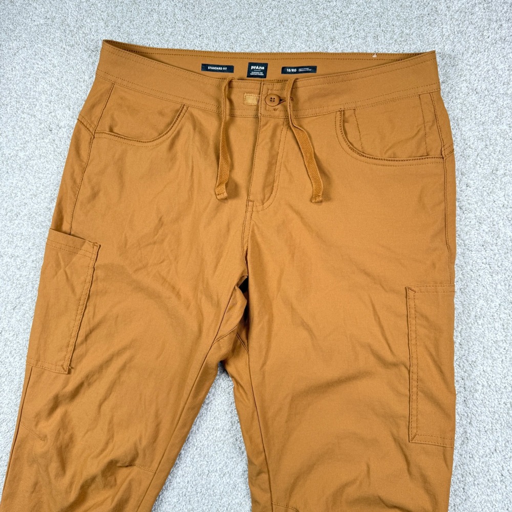 Prana Kanab Joggers Women 10 Brown Cargo Hiking Pants Stretch Drawstring